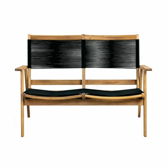 Vulcan Kingsmen Loveseat Bench – Mid-Century Modern Solid Wood Bench for Indoor & Outdoor Use, Warm Teak Tones