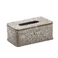 thumbnail image 1 of Caja dispensadora de pañuelos rectangular tejida en juncos, para la familia, la oficina, el estante blanco, 1 of 4