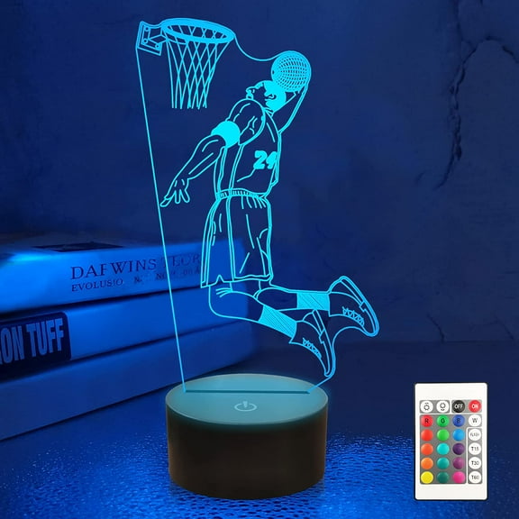 YSITIAN Kids Basketball Player 3D Night Light Optical Illusion Lamp with 16 Colors Timer Remote Control Dimmable Changing Birthday Gift Idea for Boys and Girls YT-7599
