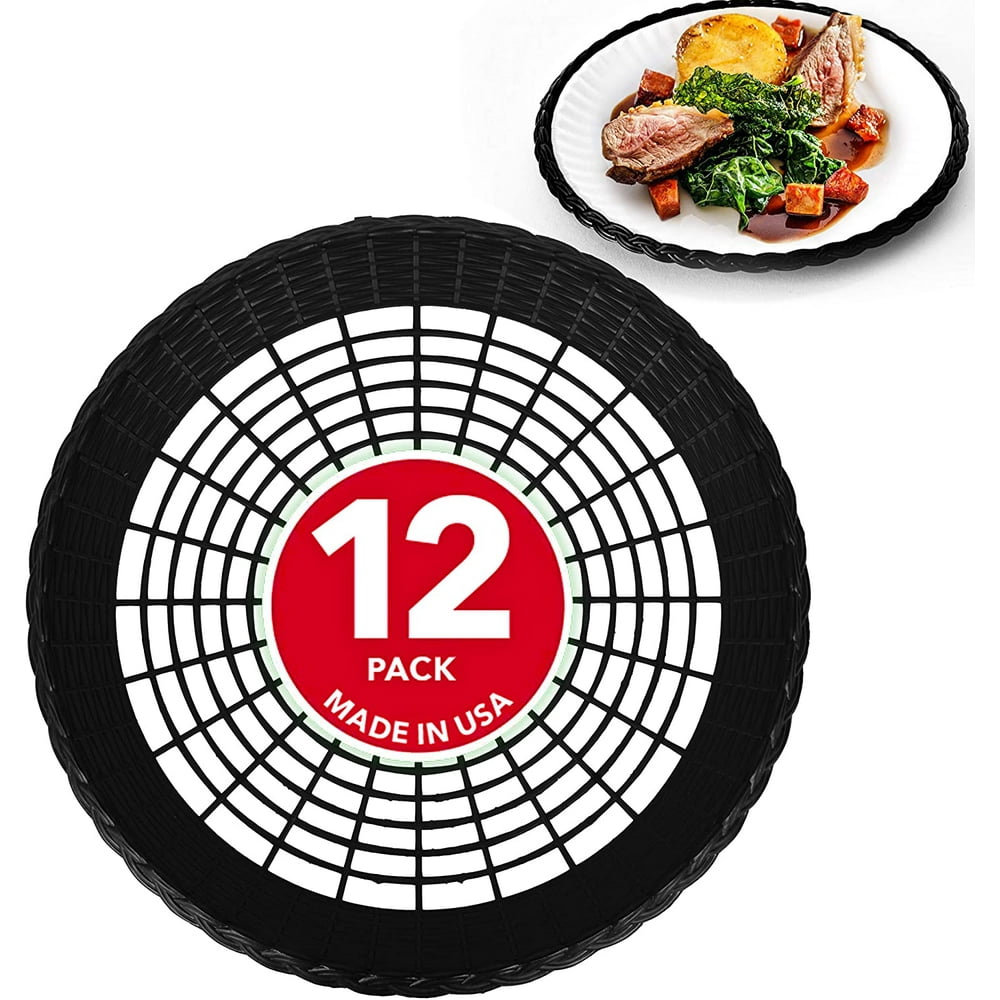 12 Pack 9" Reusable Plastic Paper Plate Holder in Black