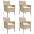 thumbnail image 2 of vidaXL 5 Piece Garden Dining Set with Cushions Beige Poly Rattan, 2 of 5