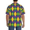 thumbnail image 5 of Naloa Mardi Gras Men's Loose Fit Cuban Collar Short-Sleeve Shirt with Button-down and Chest Pocket for Everyday Wear Outings - 4X-Large, 5 of 7