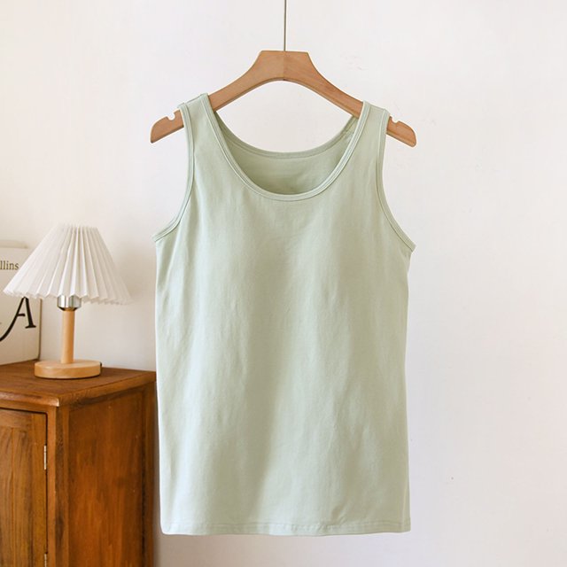 Camisón de manga corta para mujer, de algodón, con cuello redondo, acolchado en el pecho, fino, sin mangas, para exteriores