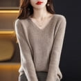 thumbnail image 2 of Suéter de punto de primavera para mujer, suéter de cuello bajo, suéter de lana con base de cuello en V para mujer, suéter coreano, 2 of 5