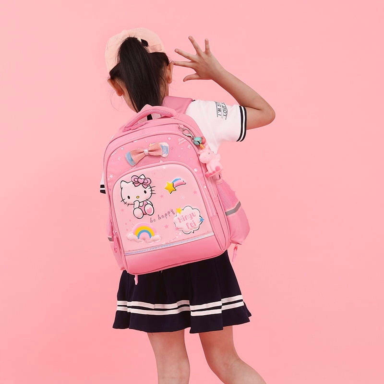 cartoon anime niko kitten backpack Girly Bun Neko Cat Backpacks Book Bags Kawaii Cute Hip Hop Anime Backpack, 20