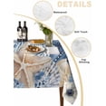 thumbnail image 5 of Blue Starfish Coastal Rectangle Tablecloth, Eucalyptus Summer Nautical Shell Vintage Waterproof & StainResistant Tablecloth, Washable Oil-proof Table Cover for Dining/Party/Wedding/Buffet 52x70 In, 5 of 9