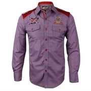 Avalon Collection Men's Long Sleeve Checker Gingham Button Up Dress Shirt