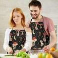 thumbnail image 5 of Red Mushroom Butterfly Black Pattern Apron-Garden Aprons for Women with Pockets-Cotton Linen Waterproof Kitchen Cooking Gardening Aprons Adjustable for Kitchen,Cooking,BBQ and Salon 33x27 Inch, 5 of 7