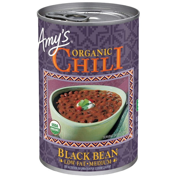 Amys Organic Black Bean Chili, Low Fat, USDA Organic, 14.7Ounce, pack