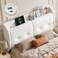 thumbnail image 5 of Pinmoco Queen Upholstered Headboard with Storage & Charging Station, LED Wingback Adjustable Headboard, Teddy Fabric Headboard Only, White, 5 of 8