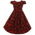 thumbnail image 2 of Big Girl Cap Sleeve Peek A Boo High Low Christmas Holiday Flower Girl Dress Red 10 (K40D4), 2 of 4