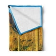 thumbnail image 2 of Saguaro Soft Flannel Fleece Blanket, Picacho Peak at Sunrise Surrounded by Barren Area Hostile Living Contidions Theme, Cozy Plush for Indoor and Outdoor Use, 50" x 60", Green Blue, by Ambesonne, 2 of 5