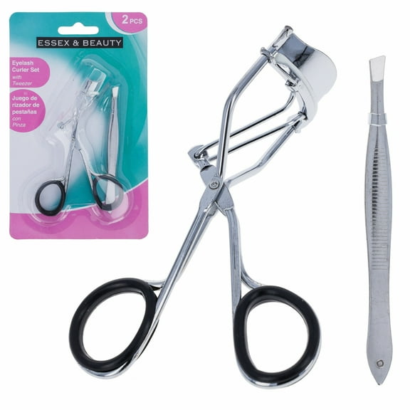 2 Piece ToolTreaux Eyelash Curler and Tweezer Set Eye Makeup Eyebrow Tool Set