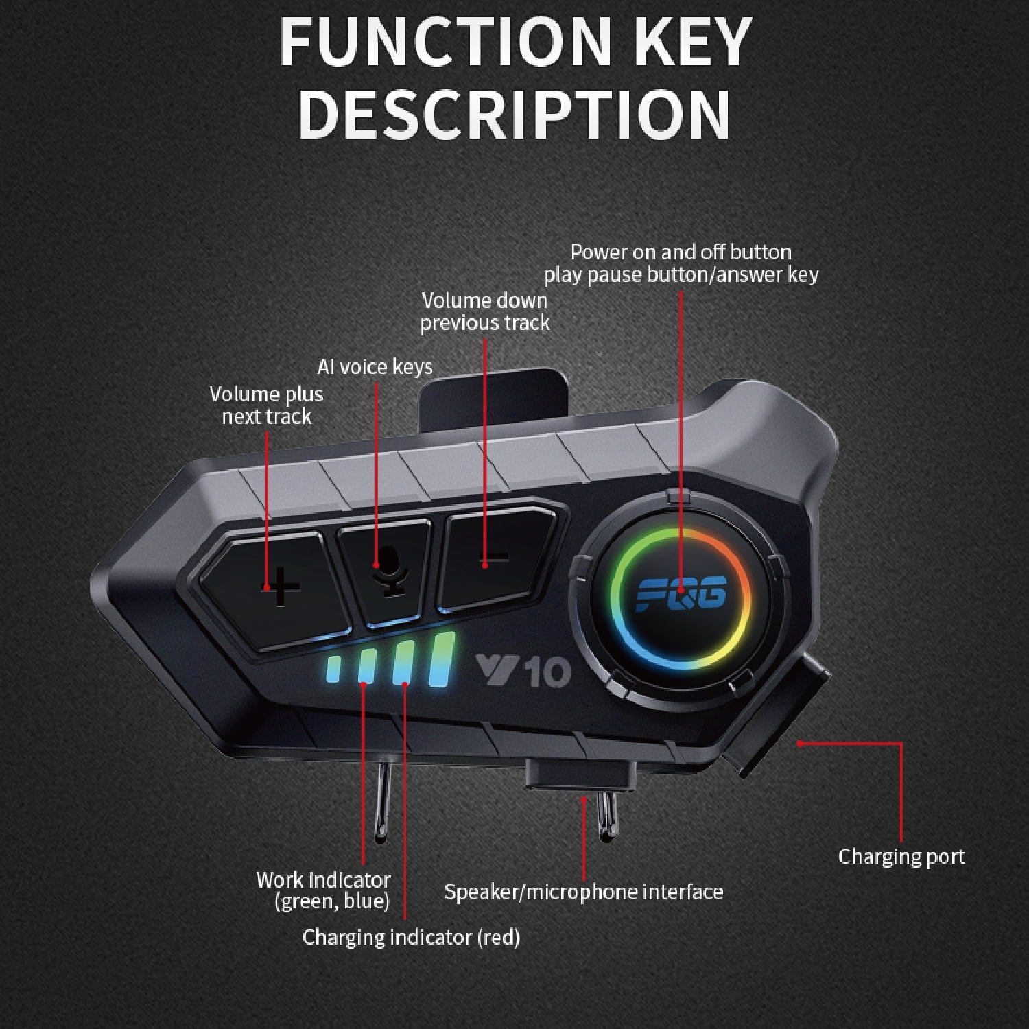 Toopower Motorcycle Helmet Bluetooth with Noise Reduction, Wireless Speakers, Microphone, Long-Range Connection