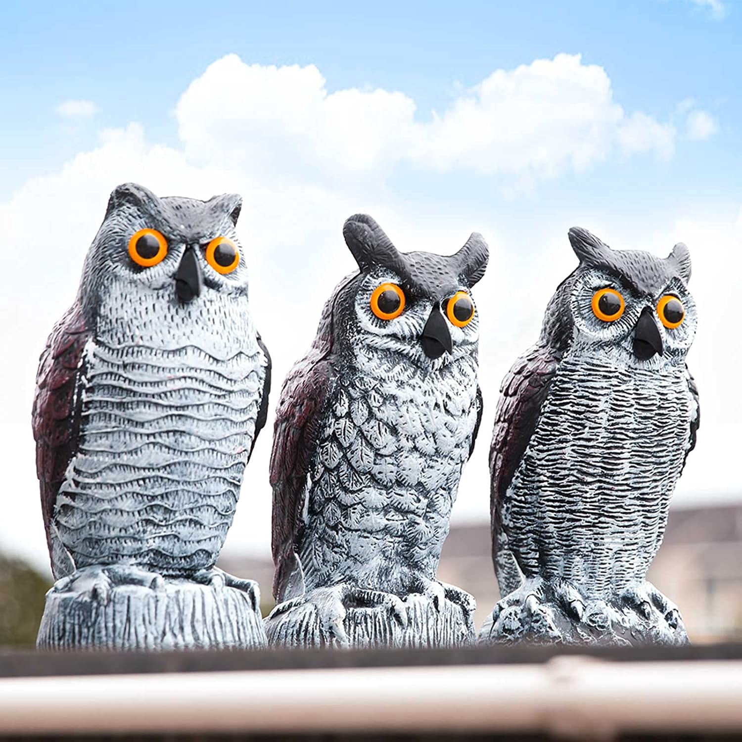 JYPS 3 Pack Fairy Garden Accessories, Fairy Garden Kit, Figurines Fairy Garden Supplies Owl Decoy to Scare Birds Away, Fake Owl Scarecrows, Pigeon Deterrent, Plastic Owl Statue for Outdoor Garden Yard