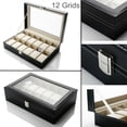 thumbnail image 4 of 1pc 12 Faux Leather Watch Case Display Box Storage Jewellery Glass Top, 4 of 5