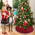 thumbnail image 4 of Falda del árbol de Navidad Tela escocesa de punto rojo y negro Decoración del árbol de Navidad FleinngHoz JD704962874, 4 of 7