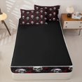 thumbnail image 4 of Homewish Hipple Death Skull Zipper Queen Comforter Set with Fitted Sheet and 2 Pillowcases,Grunge Red Flowers Zipper Bedding Set,Happy Halloween Bed Set,Black Reversible,4pcs, 4 of 8