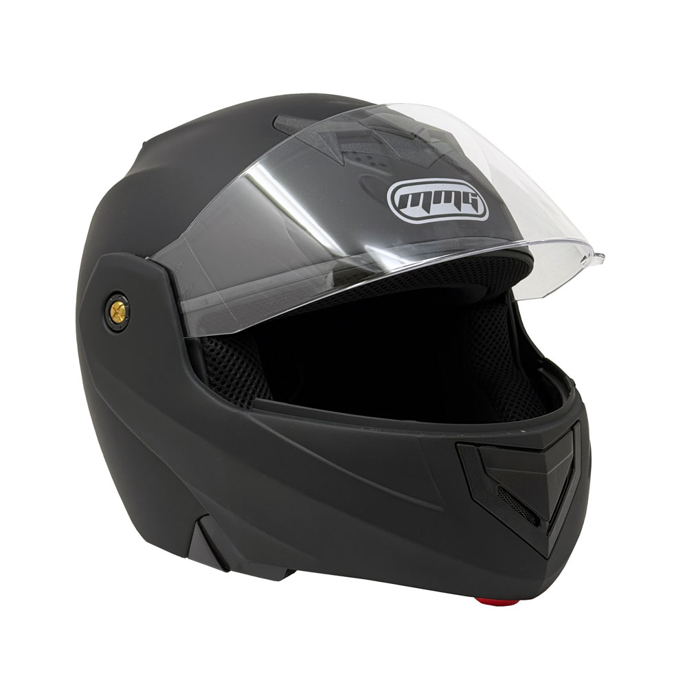 MMG Adult Motorcycle Modular Full Face Helmet Flip up Visor DOT - Model 34 (Matte Black, Large)