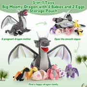 MaoGoLan 7 Pcs Dragon Plush 21.6 Large Stuffed Mommy Dragon with 4 Babies and 2 Eggs