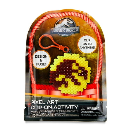 Jurassic World Pixel Art Clip on Activity, 175 Plastic Beads, Easter Party Favor