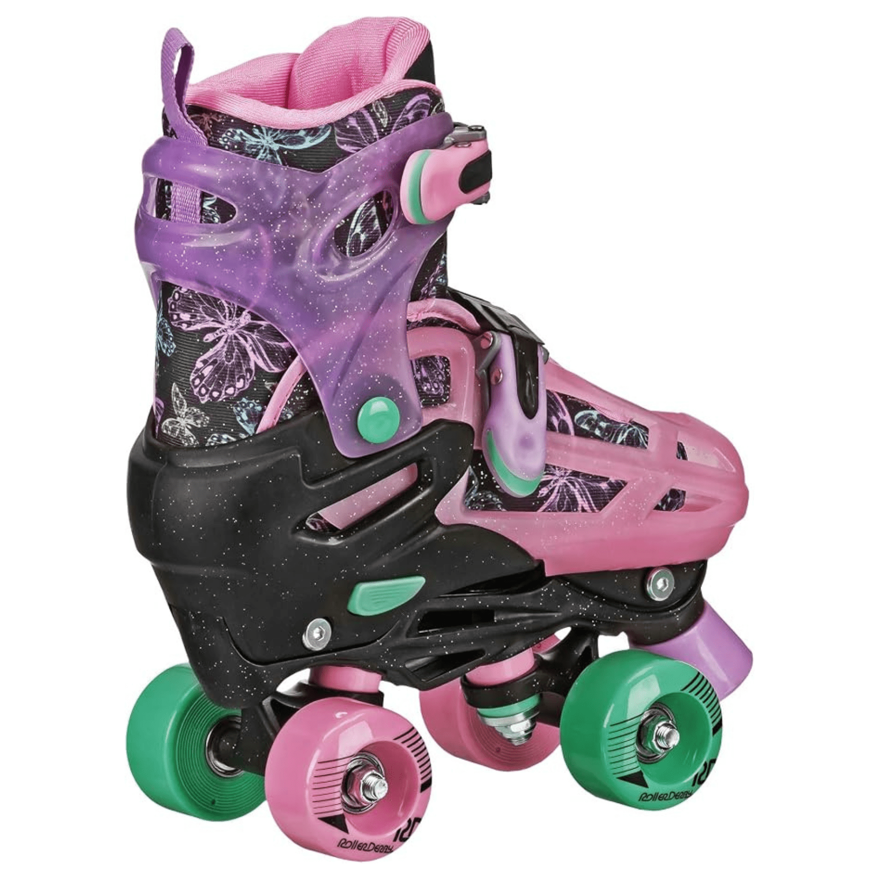 Roller Derby Falcon 2-in-1 Combo Adjustable Quad and Inline Skates, Black/Pink, Small