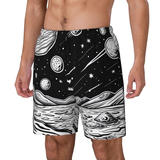 Balery Cosmic Landscape Celestial Art Bañador para hombre, shorts de playa de secado rápido con entrepierna y forro de compresión-Large