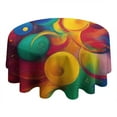 thumbnail image 4 of Colorful Circular Pattern Round Tablecloth 60"x60",Wrinkle Wipeable Table Cloth for Kitchen Dining Room Picnic Patio Party, 4 of 6