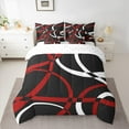 thumbnail image 2 of Homewish Waves Stripes 7pcs Bedding Comforter Set,Modern Asbtarct Geometric Queen Bedding Sets,Red Black White Queen Sheet Sets For Girl Boys,Ultra Soft Home Decor, 2 of 8