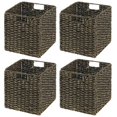 thumbnail image 7 of mDesign Seagrass Woven Kitchen Basket Organizer, Handles, 4 Pack, Black Wash, 7 of 7