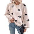thumbnail image 2 of Chandail Imprimé Y2K pour Femmes Col Rond Manches Longues Épaules Tombantes Tricot Khaki P, 2 of 7