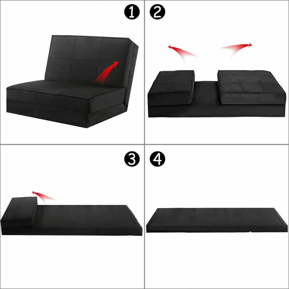 Finihen Convertible Sleeper Bed, Folding Sleeper Chair Sofa Bed, Convertible Lounger Folding Sofa Sleeper Bed, for Living Room, Bedroom, Apartment, Black Finihen Convertible Sleeper Bed, Folding Sleeper Chair Sofa Bed, Convertible Lounger Folding Sofa Sleeper Bed, for Living Room, Bedroom, Apartment, Black