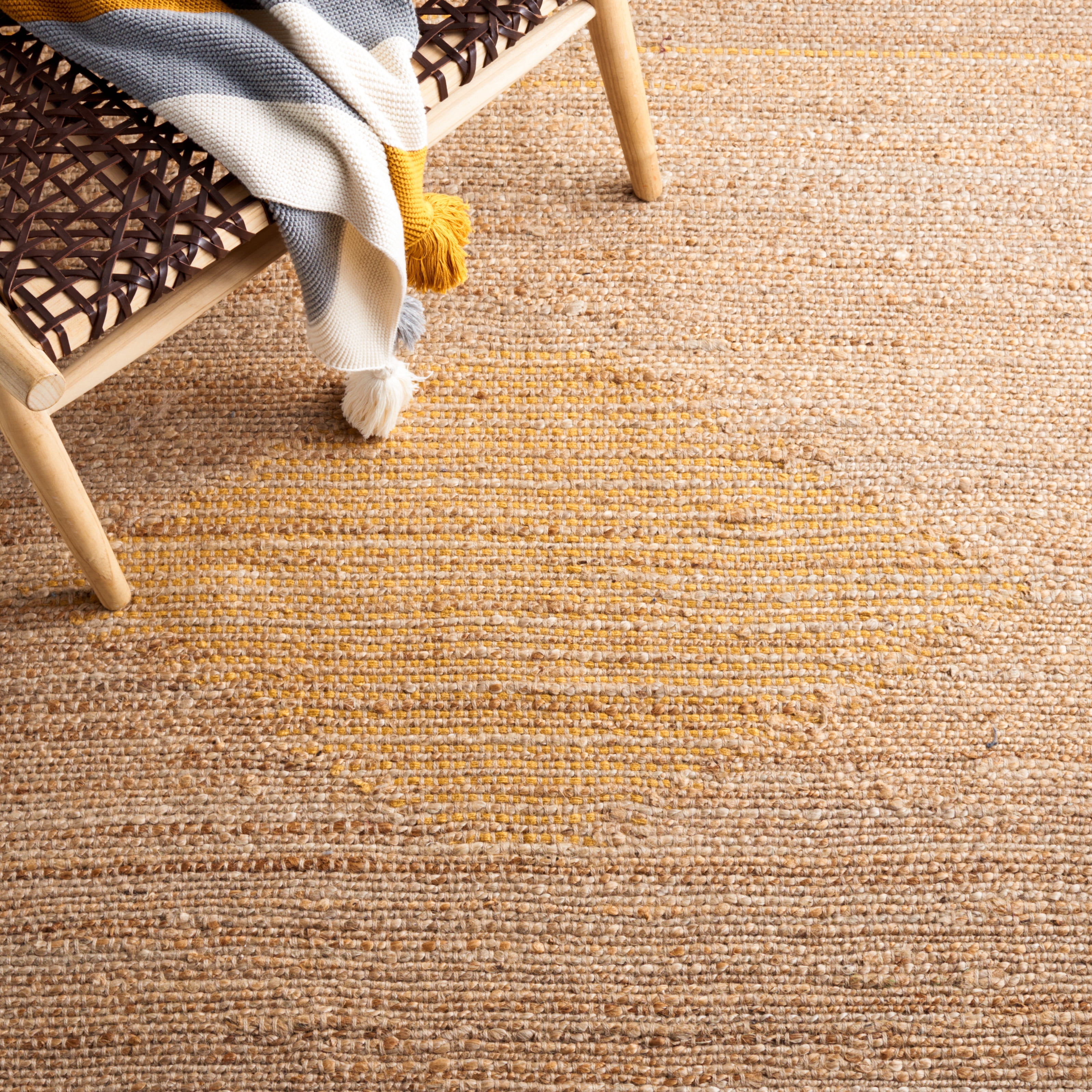 SAFAVIEH Natural Fiber Gisselle Striped Area Rug, Gold/Natural, 9' x 12'