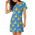 thumbnail image 2 of Logiee Cute Yellow Rubber Ducks Print Nightgowns for Women,Soft Short-Sleeved Lightweight Sleepwear, Loose Sleepshirts, 2 of 6
