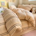 thumbnail image 4 of White Black Stripe Ruffled Seersucker Duvet Cover Soft Princess Solid Color Bedding Set with Fitted Sheet Pillowcases Simple, 4 of 6