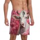 thumbnail image 2 of Balery Flower White Cow Pantalones cortos de pijama de punto de algodón para hombre con cinturilla y bolsillos-4X-Large, 2 of 6