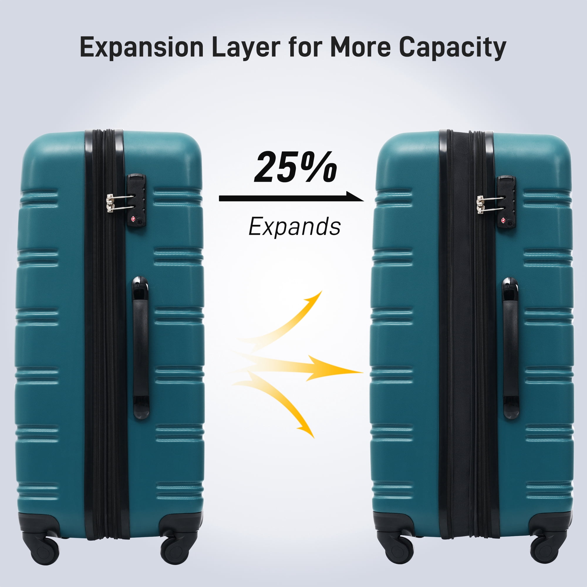 Euroco 3 Piece Luggage Sets with Spinner Wheels, ABS Expandable Hardshell Lightweight Suitcase Set with TSA Lock, Carry On Travel Luggage,Checked Large Suitcase(20"/24"/28"),Antique Blue Green