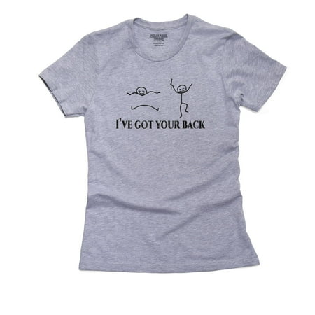 I've Got Your Back - Funny Stick Figure Graphic Women's Cotton Grey T-Shirt