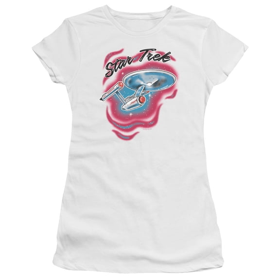Star Trek Trek Airbrush Junior Women's Sheer T-Shirt White