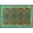 thumbnail image 1 of Ahgly Company Indoor Rectangle Oriental Turquoise Blue Traditional Area Rugs, 8' x 10', 1 of 4