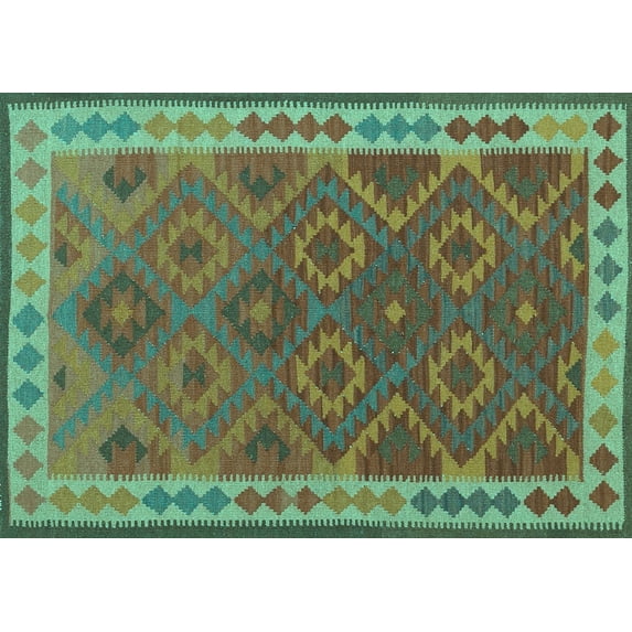 Ahgly Company Indoor Rectangle Oriental Turquoise Blue Traditional Area Rugs, 8' x 10'