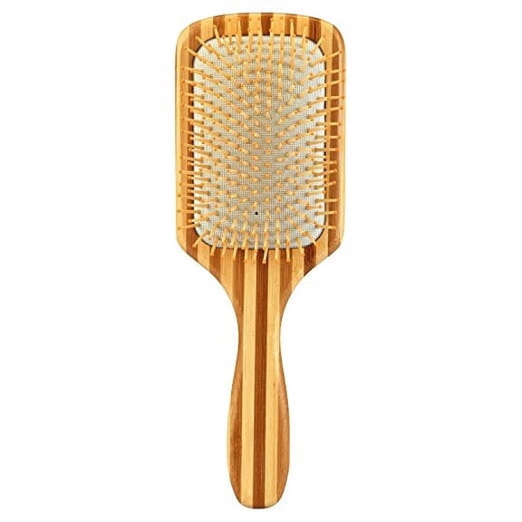 Bamboo Paddle Hair Brush, Wooden Detangling Brush for Daily Hair Care, TIKA