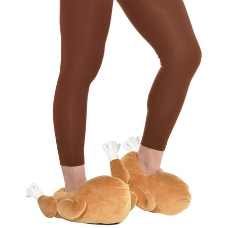Turkey Adult Costume Plush Cooked Food Thanksgiving Holiday Slippers