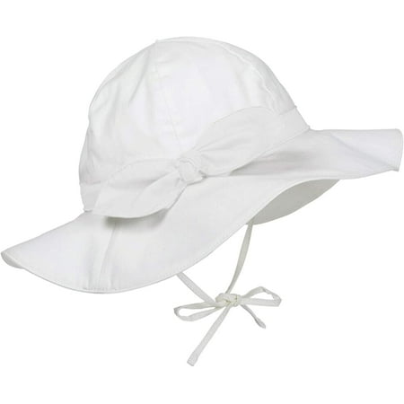 

Zando UPF 50+ UV Sun Protection Bowknot Wide Brim Baby Sun Hat Adjustable Chin Strap Outdoor Girls Toddlers Cap Ivory White M