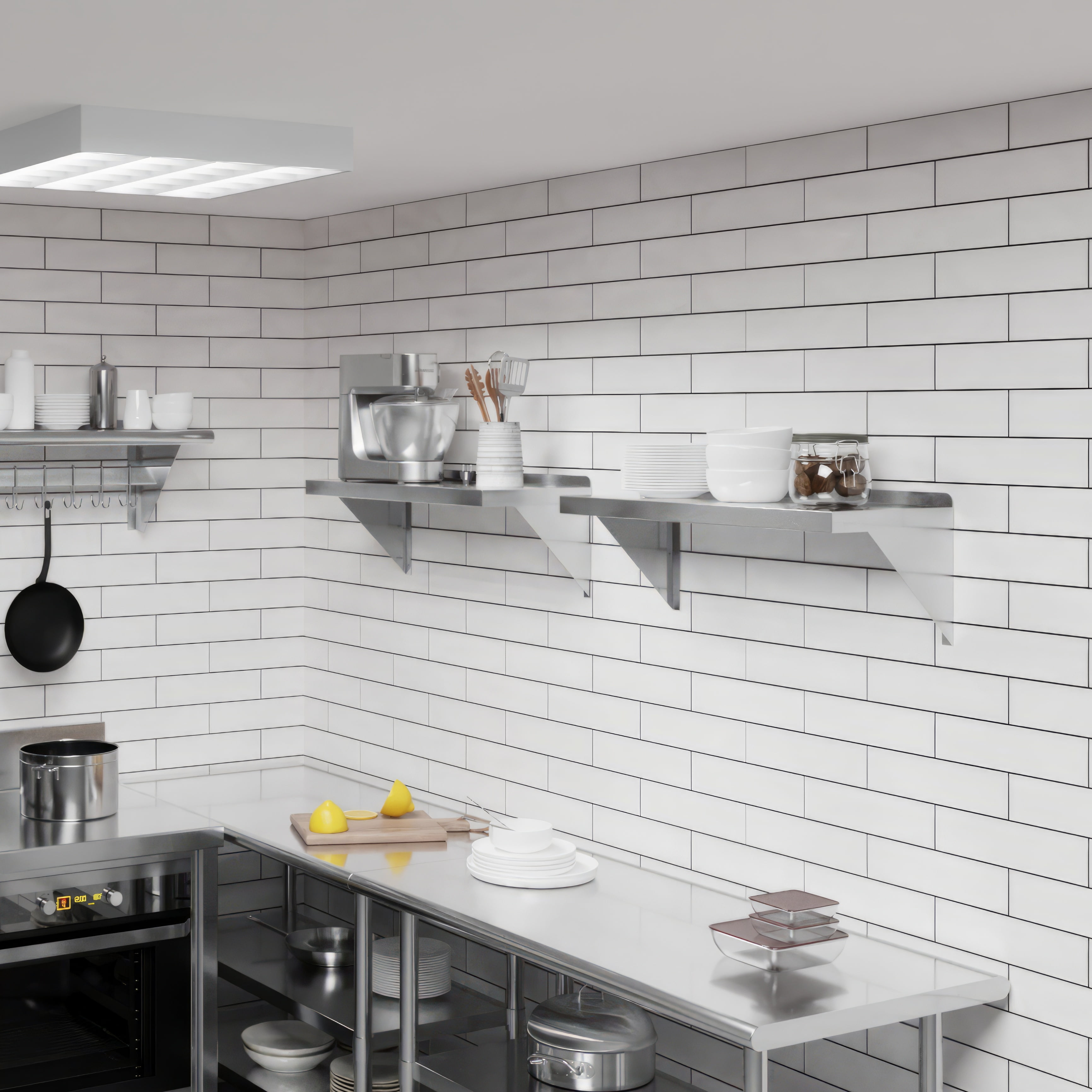 AmGood 12" Width x 30" Length | Stainless Steel Wall Shelf | Square Edge | Metal Shelving | Heavy Duty | Commercial Grade | Wall Mount | NSF Certified