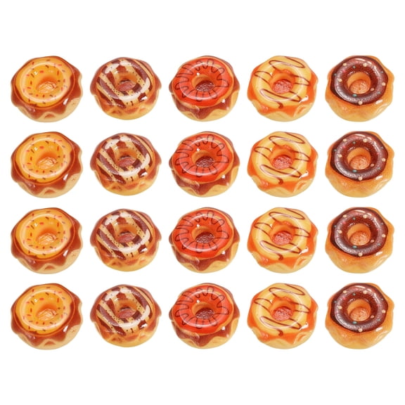 Uxcell Dollhouse Miniature Food, Cute Mixed Chocolate Bread Figures Toys Mini Resin Foods for Pretend Play Kitchen Cooking Game & Doll House Decor (Mixing Colors, 20pcs)