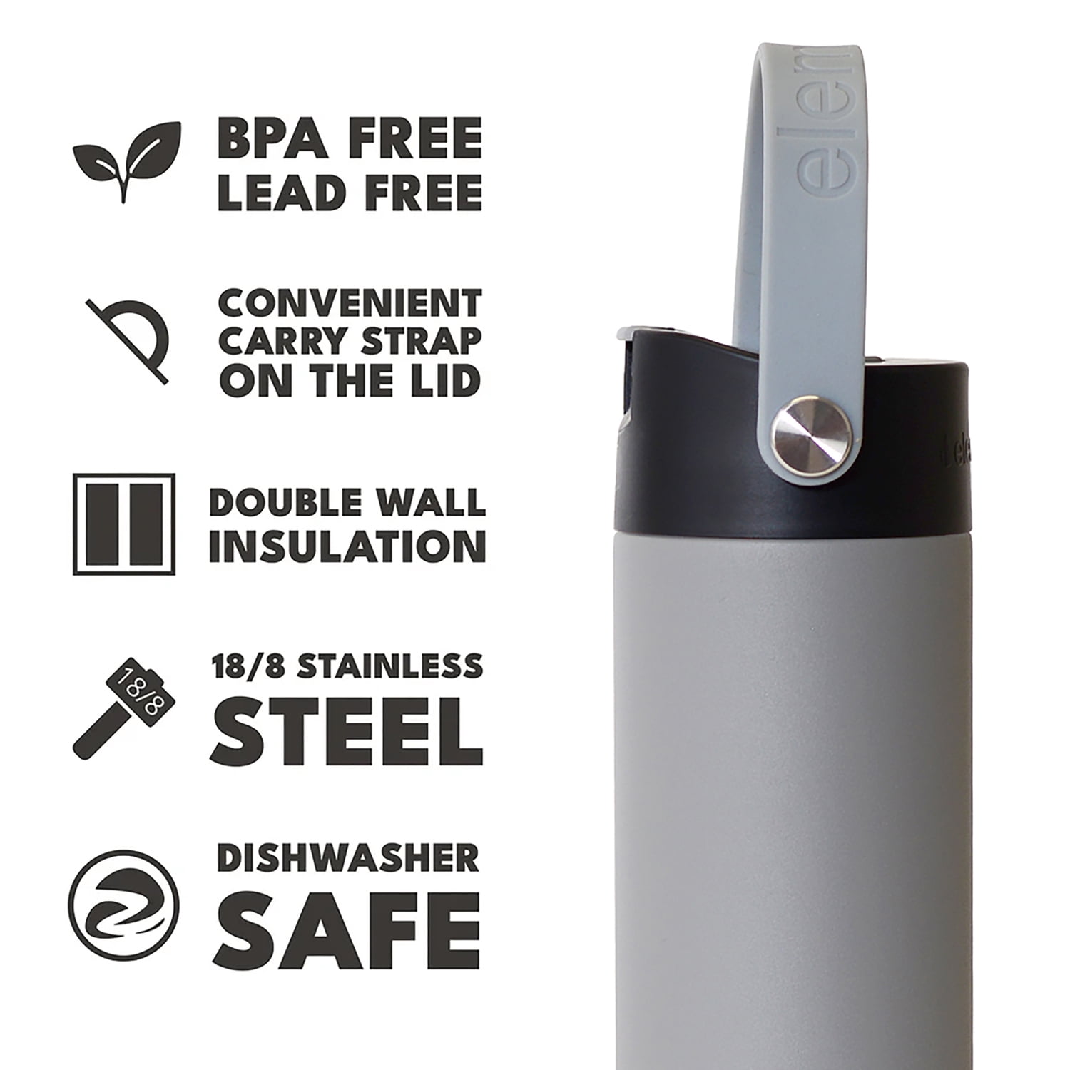 Elemental Core Pop 24 oz Graphite Stainless Steel Water Bottle