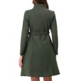 thumbnail image 3 of INSPIRE CHIC Pea Coat for Women Winter Stand Collar Button Down Mid Long Coats Outerwear with Belt XL Olive Green, 3 of 6