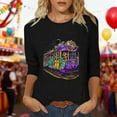 thumbnail image 1 of Xuyuer Carnival 2025 Womens 3/4 Sleeve Tops Mardi Gras and Costumes Fashion Round Neck Printed Blouse, 1 of 6