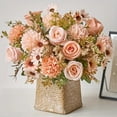 thumbnail image 2 of Artificial Flower Bouquet with 10 Heads and 7 Stems, 13.4 Inches, Blush Pink, for Wedding and Home Decor, Faux Floral Arrangement, 2 of 3